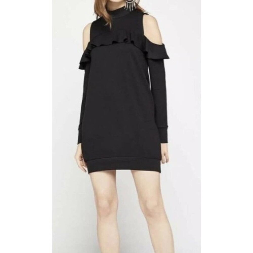 BCBGeneration black dress mock neckline  cold shoulder long sleeve dress size S